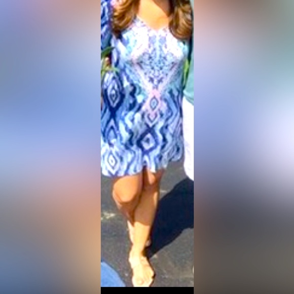 Lilly Pulitzer Ophelia Blue Swish Skipped a Beach Engineered Swing Dress Size S - Picture 2 of 4